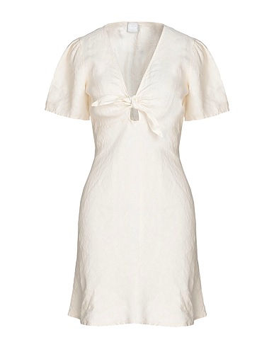 8 by YOOX サマードレス LINEN S/SLEEVE MINI DRESS
 アイボリー リネン 100%