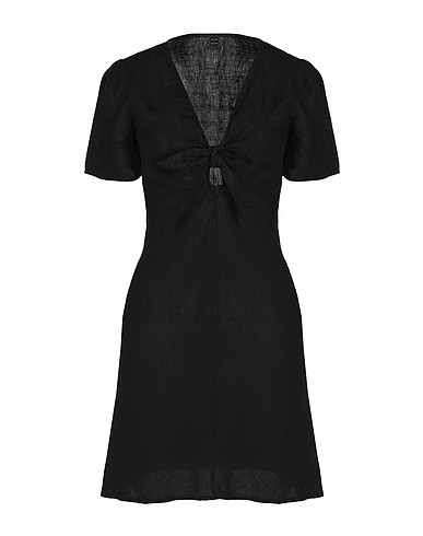 8 by YOOX Short dress LINEN S/SLEEVE MINI DRESS
 Black 100% Linen