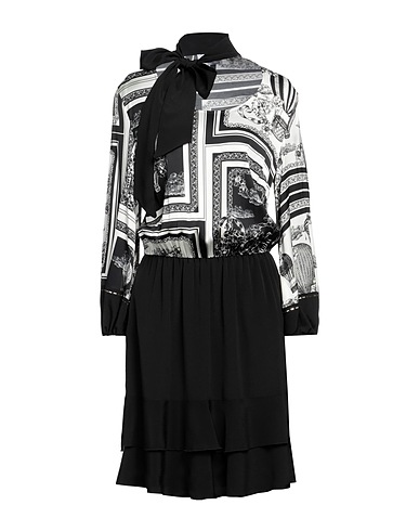 CLIPS MORE Short dress Black 97% Viscose, 3% Elastane, Acetate, Silk