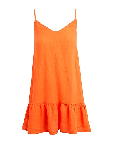 8 by YOOX Short dress LINEN SLIP MINI DRESS
 Orange 100% Linen