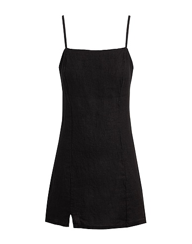 8 by YOOX Καλοκαιρινό φόρεμα LINEN SLIP MINI DRESS
 Μαύρο 100% Λινό