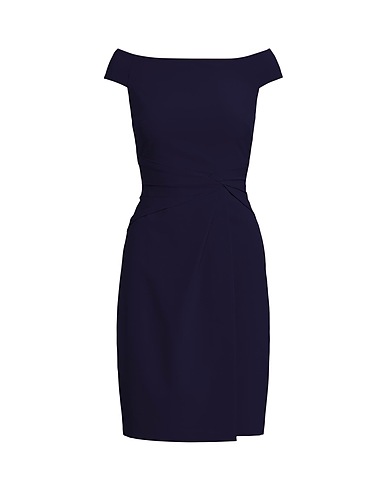 LAUREN RALPH LAUREN Office dress CREPE OFF-THE-SHOULDER DRESS
 Navy blue 89% Polyester, 11% Elastane