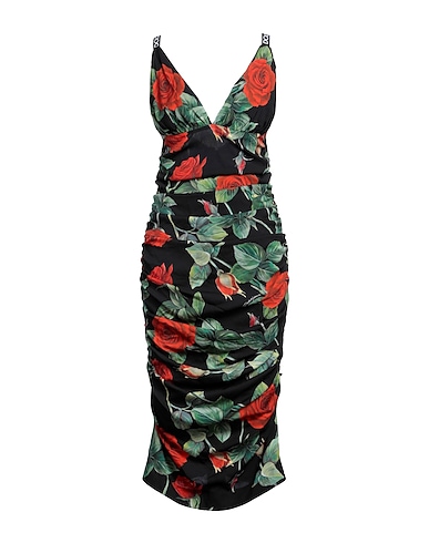 DOLCE&GABBANA Midi dress Black 94% Silk, 6% Elastane, Polyester, Polyamide