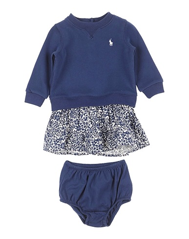 POLO RALPH LAUREN Vestido para bebé  Floral Fleece Sweatshirt Dress & Bloomer
 Blue 60% Cotton, 40% Polyester