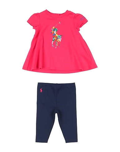 POLO RALPH LAUREN Completo Baby  Big Pony Jersey Top & Legging Set
 Fucsia 100% Cotone