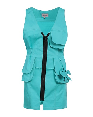 NATASHA ZINKO Short dress Turquoise 97% Cotton, 3% Elastane