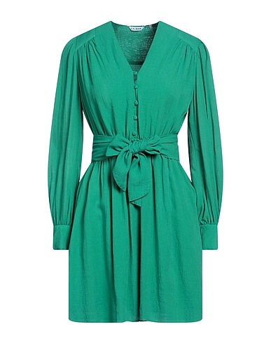 CALIBAN Short dress Green 85% Viscose, 15% Wool