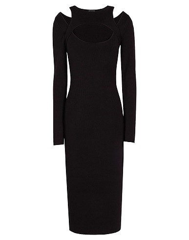 8 by YOOX Tubino VISCOSE BLEND LONG SLEEVE CUT OUT KNIT MIDI DRESS
 Nero 72% Viscosa, 28% Poliammide riciclato