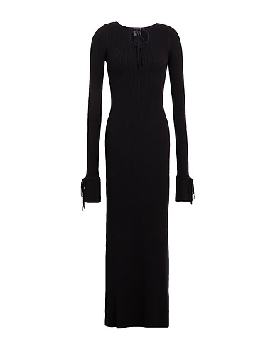 8 by YOOX Long dress LONG RIBBED-KNIT DRESS

 Black 80% Viscose, 20% Recycled polyamide