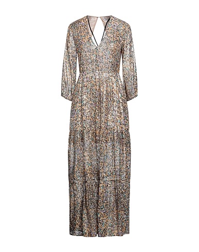PATRIZIA PEPE Long dress Beige 75% Silk, 25% Metallic fiber