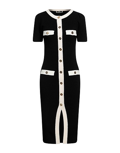 ELISABETTA FRANCHI Midi dress Black 55% Wool, 25% Acrylic, 12% Polyester, 8% Polyamide