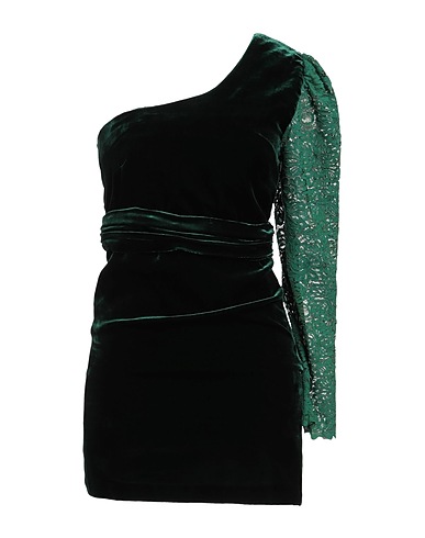 NORA BARTH One-shoulder dress Dark green 83% Polyester, 14% Viscose, 3% Elastane