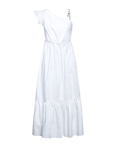 PINKO Midi dress White 100% Cotton, Glass, Metal