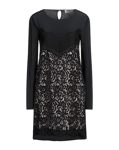 ANNA MOLINARI Short dress Black 65% Acetate, 35% Silk, Polyamide, Cotton