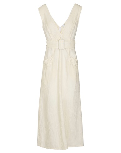 8 by YOOX Midi dress LINEN BELTED MIDI DRESS
 Cream 100% Linen