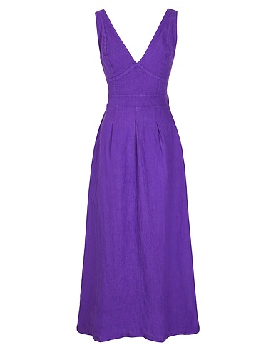 8 by YOOX Midi dress SLEEVELESS MIDI DRESS
 Plum 100% Linen