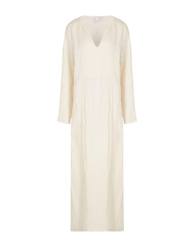 8 by YOOX Деловое платье LINEN V-NECK MAXI DRESS
 Светло-кремовый 100% Лен