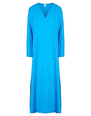 8 by YOOX Деловое платье LINEN V-NECK MAXI DRESS
 Лазурный 100% Лен
