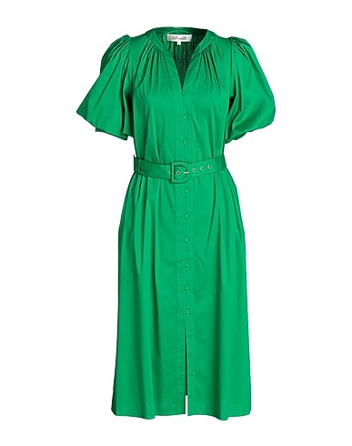 DIANE VON FURSTENBERG Midi dress Green 68% Cotton, 28% Nylon, 4% Elastane