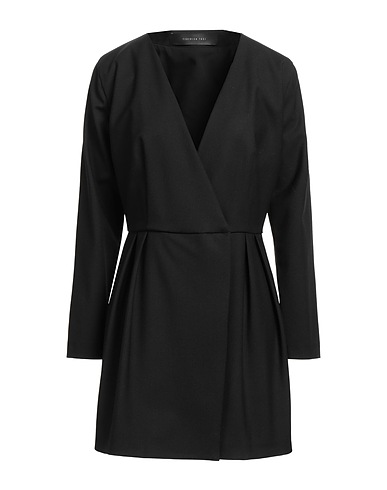 FEDERICA TOSI Shirt dress Black 52% Polyester, 43% Virgin Wool, 5% Elastane