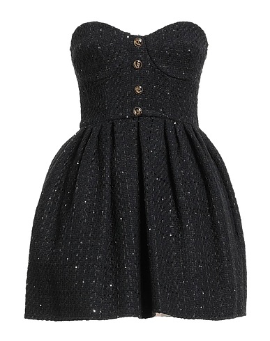ELISABETTA FRANCHI Vestito corto Nero 40% Cotone, 30% Acrilico, 21% Poliestere, 8% Fibre tessili, 1% Metallo
