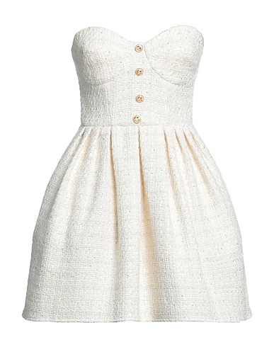ELISABETTA FRANCHI Elegant dress Ivory 40% Cotton, 30% Acrylic, 21% Polyester, 8% Textile fibers, 1% Metal