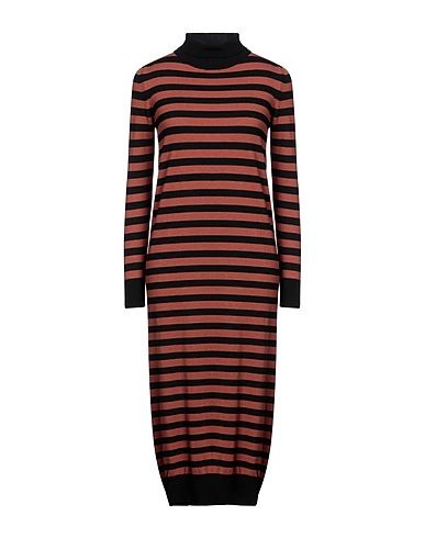 VANESSA SCOTT Midi dress Brown 50% Viscose, 28% Polyester, 22% Polyamide