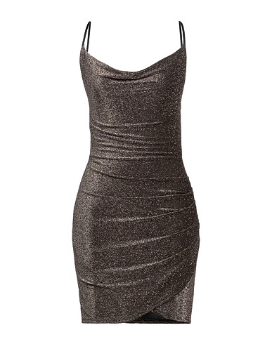 NEW STYLE Short dress Bronze 95% Polyester, 5% Elastane
