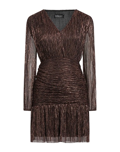 VANESSA SCOTT Kurzes Kleid Bronze 95% Polyester, 5% Lurex®