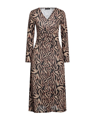VANESSA SCOTT Midi dress Camel 80% Polyester, 15% Metallic fiber, 5% Elastane