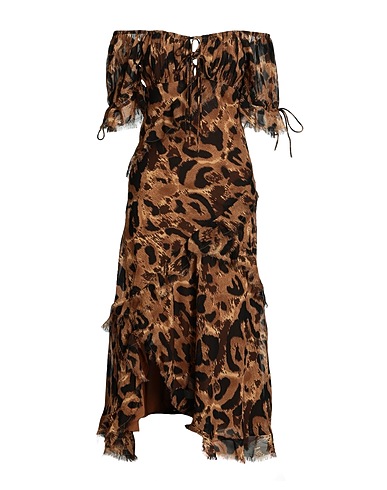 TOPSHOP Midi dress Brown 100% Polyester