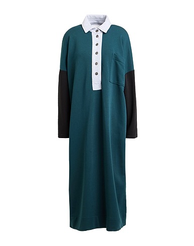 8PM Vestito chemisier Verde scuro 65% Cotone, 35% Poliestere, Elastan