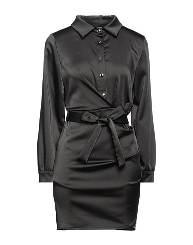 VANESSA SCOTT Shirt dress Black 94% Polyester, 6% Elastane