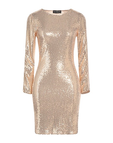 VANESSA SCOTT Short dress Beige 87% Nylon, 8% Metallic fiber, 5% Elastane