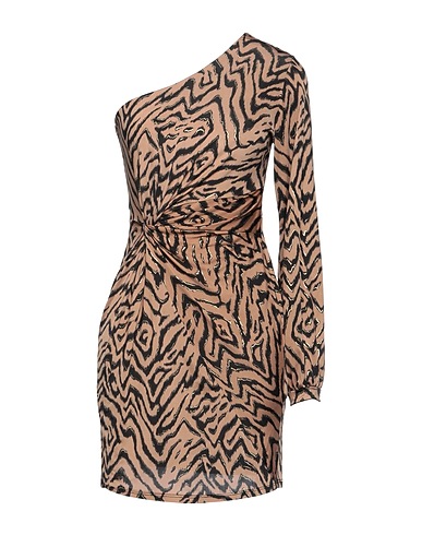 VANESSA SCOTT Short dress Light brown 95% Polyester, 5% Elastane