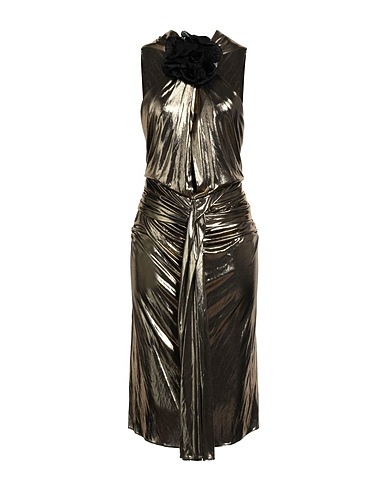 SAINT LAURENT Midi dress Gold 100% Viscose, Silk