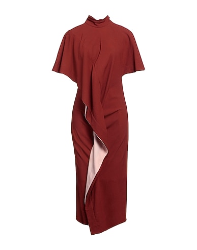 COLVILLE Midi dress Chocolate brown 100% Virgin Wool, Polyester