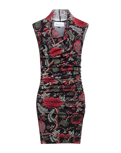 VIRNA DRÒ Short dress NERO 80% Polyamide, 20% Elastane