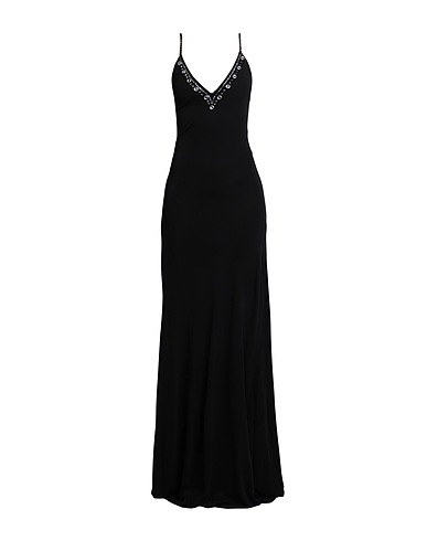 PINKO Long dress Black 100% Viscose, Glass, Metal