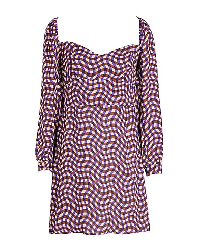 8 by YOOX Short dress PRINTED L/SLEEVE MINI DRESS
 Brown 100% Viscose