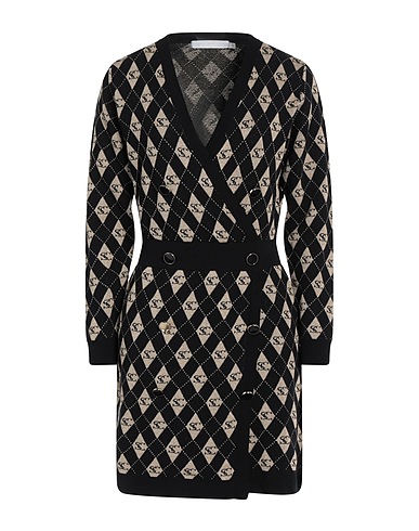 SIMONA CORSELLINI Shirt dress Black 85% Viscose, 6% Metallic fiber, 6% Polyester, 3% Elastane