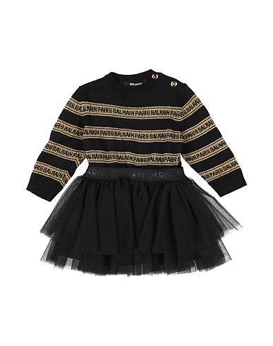 BALMAIN Vestido para bebé Black 100% Polyamide, Cotton, Cashmere, Metallic fiber