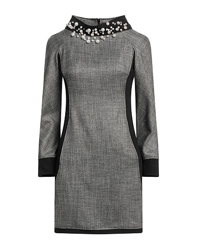 X'S MILANO Short dress Black 60% Polyester, 36% Viscose, 4% Elastane, Polyamide