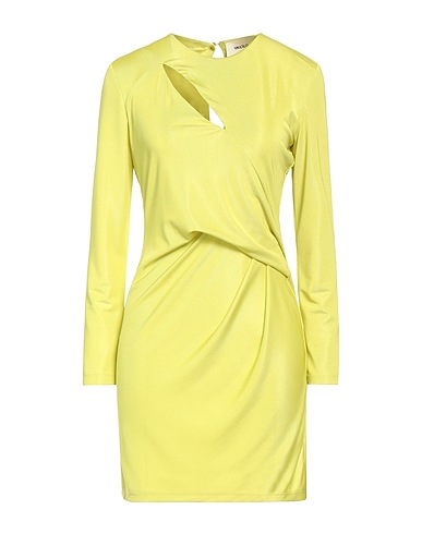 VICOLO Robe courte Vert lime 97% Polyester, 3% Élasthanne
