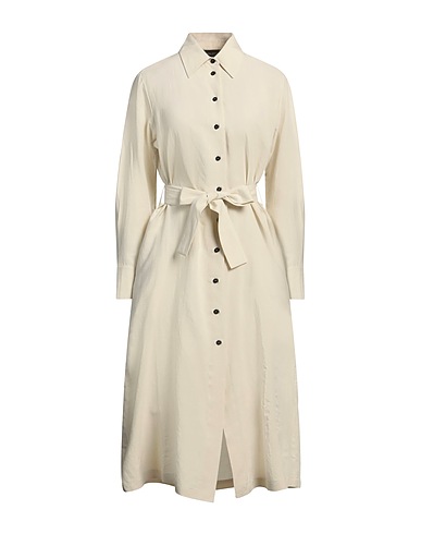 ROBERTO COLLINA Hemdkleid Beige 65% Viskose, 35% Leinen
