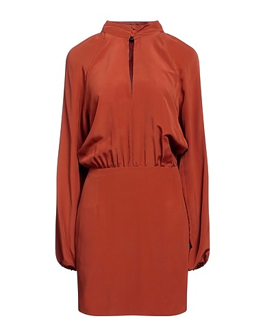 FEDERICA TOSI Short dress Brown 70% Acetate, 30% Silk