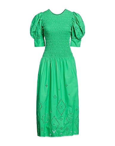 GANNI Midi dress Green 100% Organic cotton