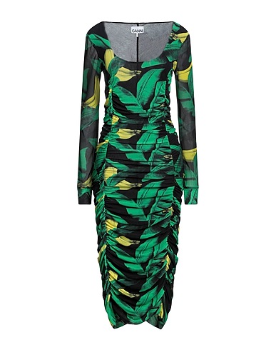 GANNI Midi dress Black 91% Polyamide, 9% Elastane