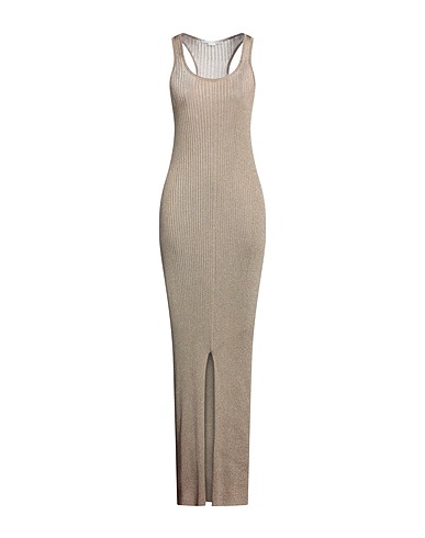 STELLA McCARTNEY Long dress Gold 77% Viscose, 23% Metal
