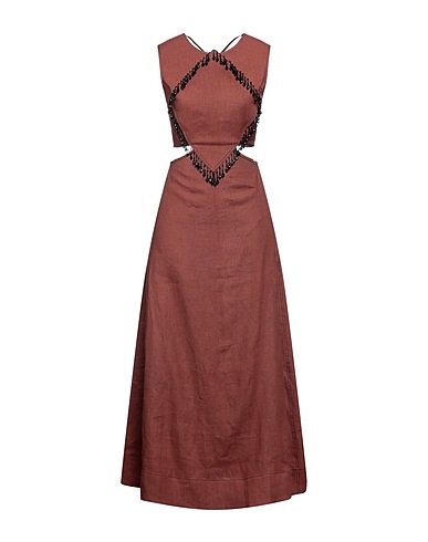 GANNI Vestito lungo Marrone 100% Canapa